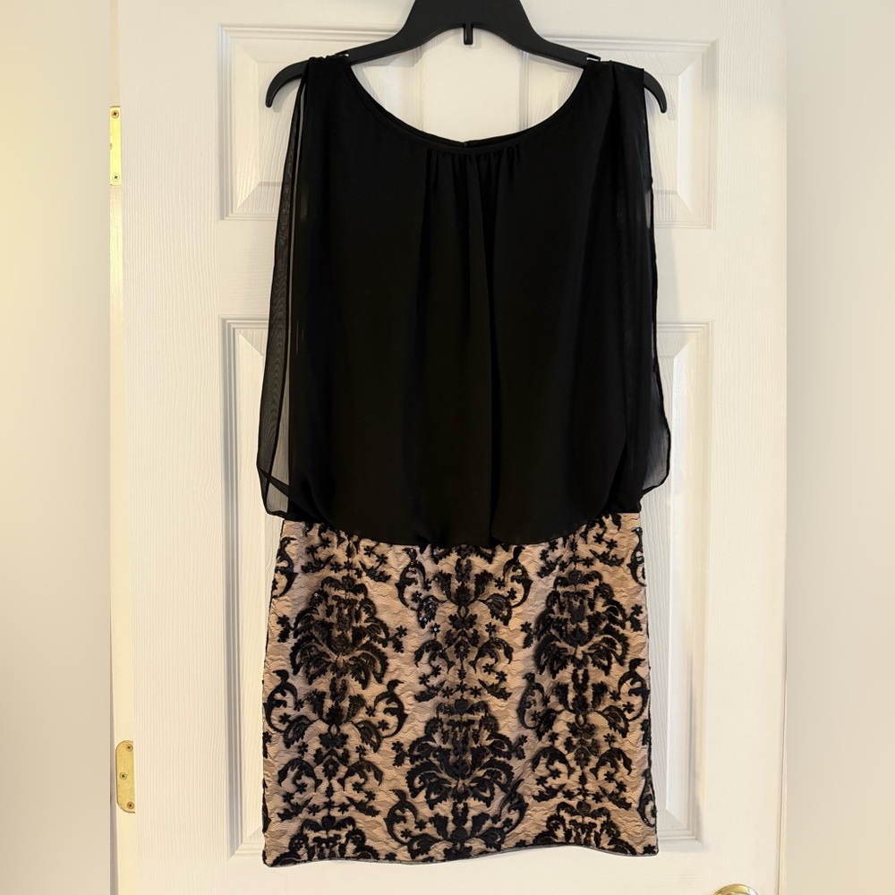 Aidan Mattox Black and Cream Mini Dress